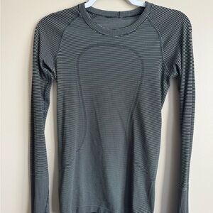 lululemon athletica Black and White Striped Long Sleeve Tee